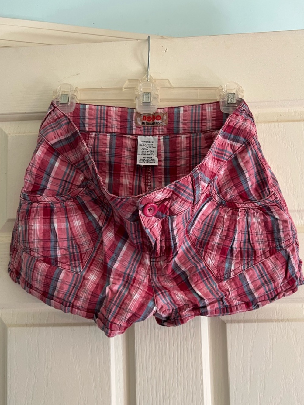 NOBO Pink Plaid Low Waist Women's Shorts